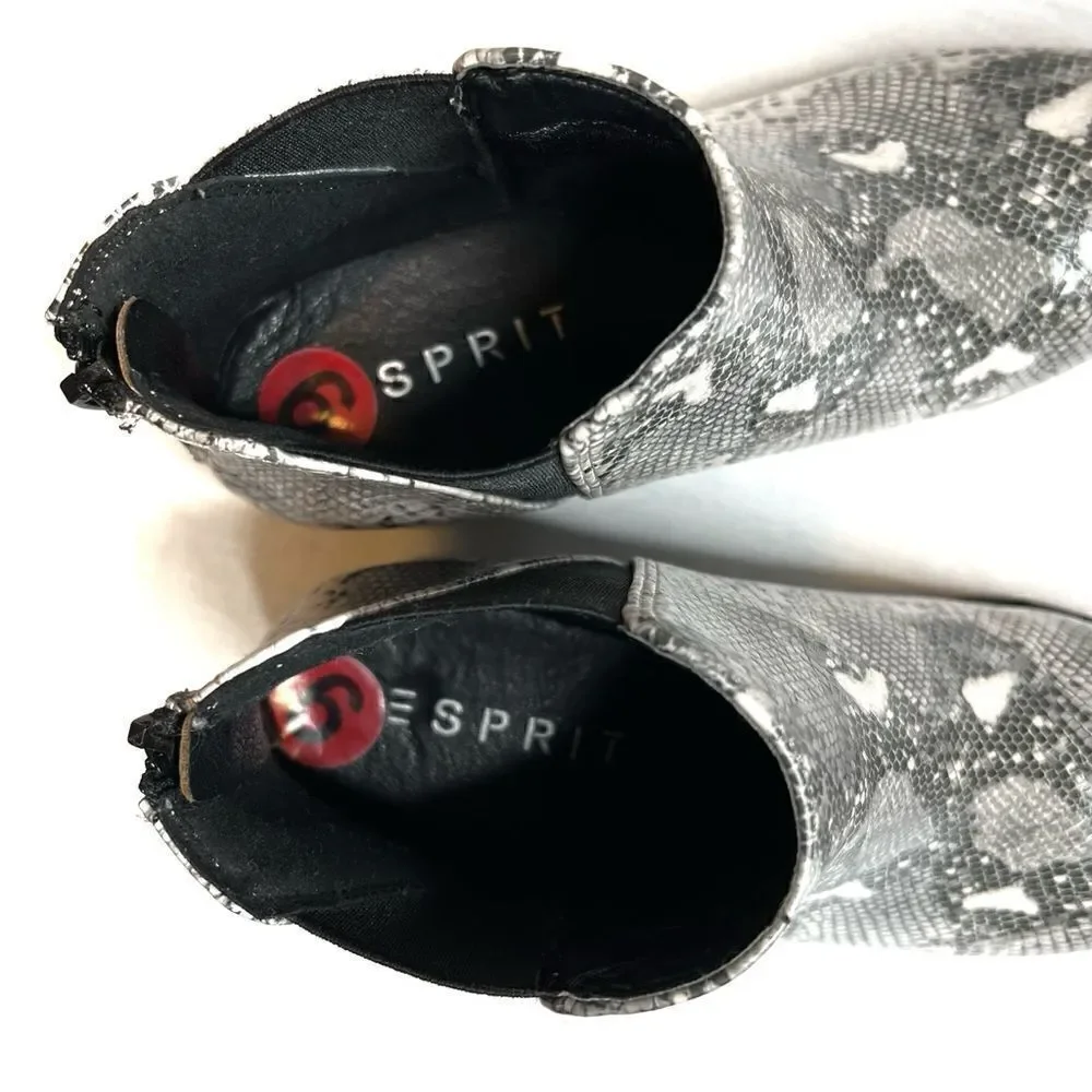 Esprit black and gray snakeskin print Tiffany ankle booties size 6